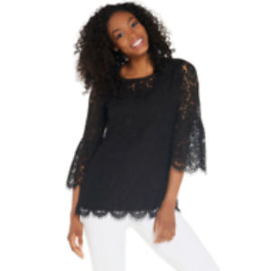 Floral Lace 3/4 Bell Sleeve Tunic NWOT
